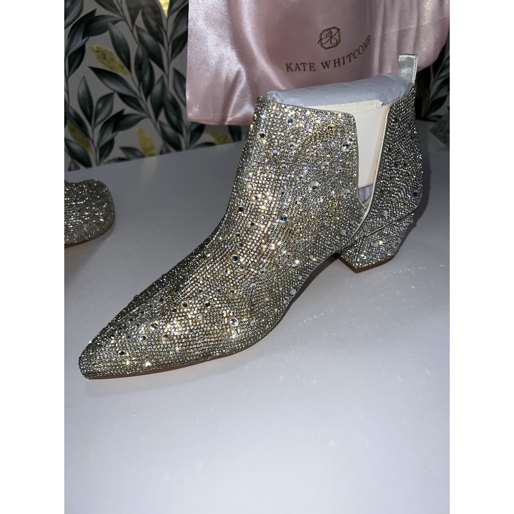 Gold Crystal Embellished Ankle Booties - Picture 6 of 7